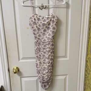 Floral Print Ruched Dress